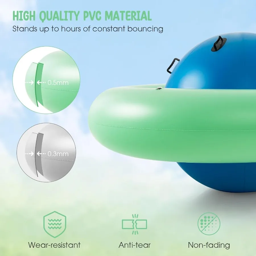 Aufblasbarer Dome Rocker Bouncer 88'' Rock and Roll Teeter Totter Wippe und Kletterbrücke mit 6 Griffen Blow Up Giant Rocking