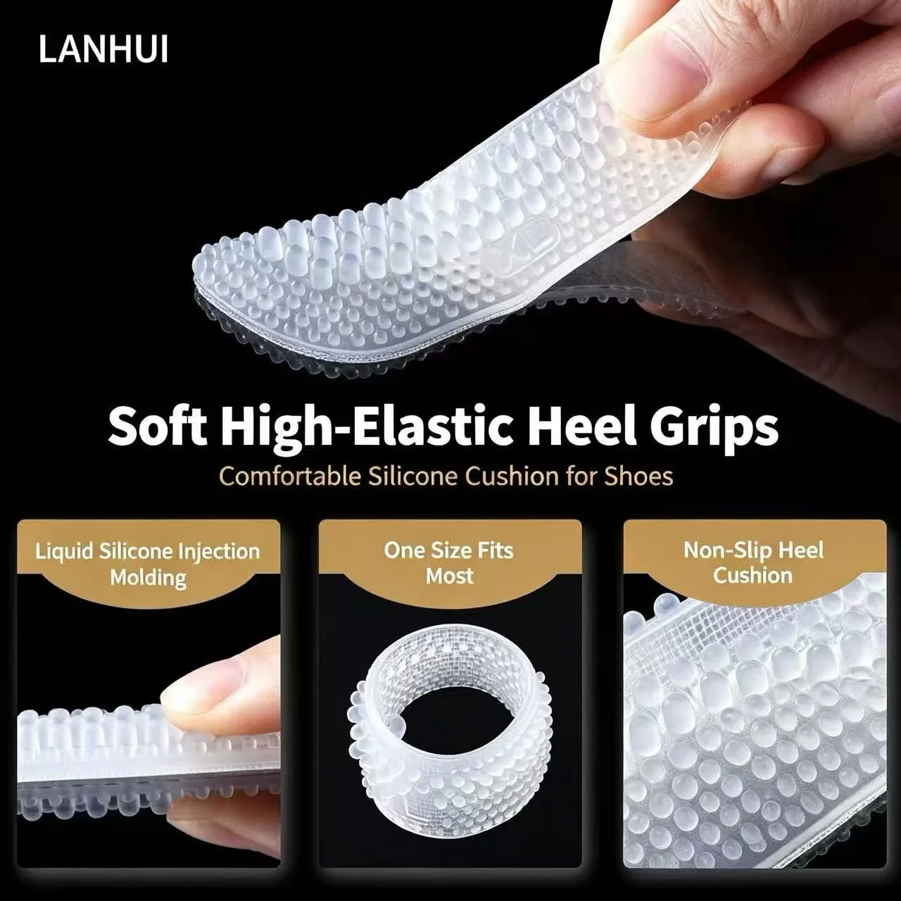 Invisible Transparent Heel Cushion Pads, Anti Rub Falling Off Shoe Back Inserts for High Heels Casual Shoes
