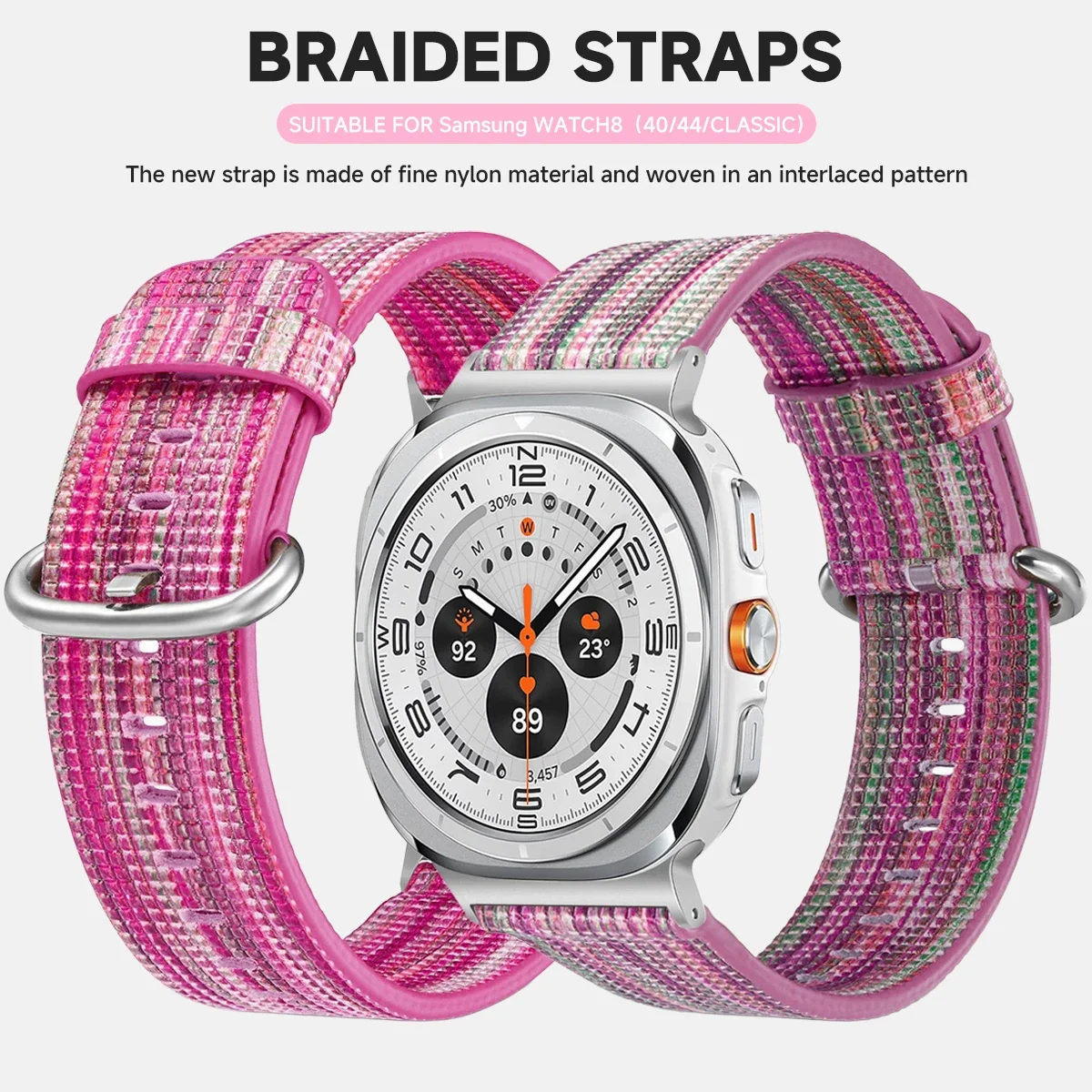 Bracelet en toile et Nylon pour Samsung Galaxy Watch 8, classique, 46mm, confortable, à la mode, 44mm, 40mm