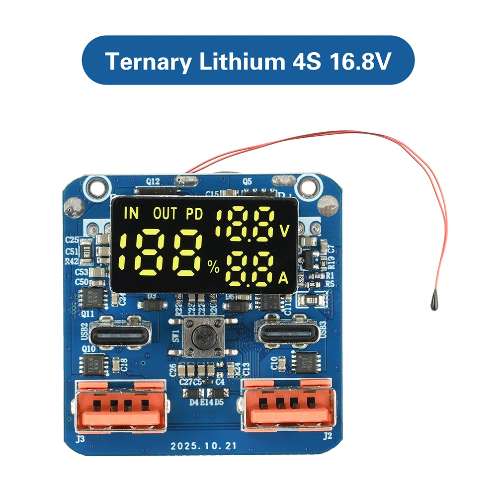Buck-Boost Modul 100W PD – Bidirektionales Laden Für 4S Li-Ion, 20V/5A, Typ-C, Kompakt 40x40mm