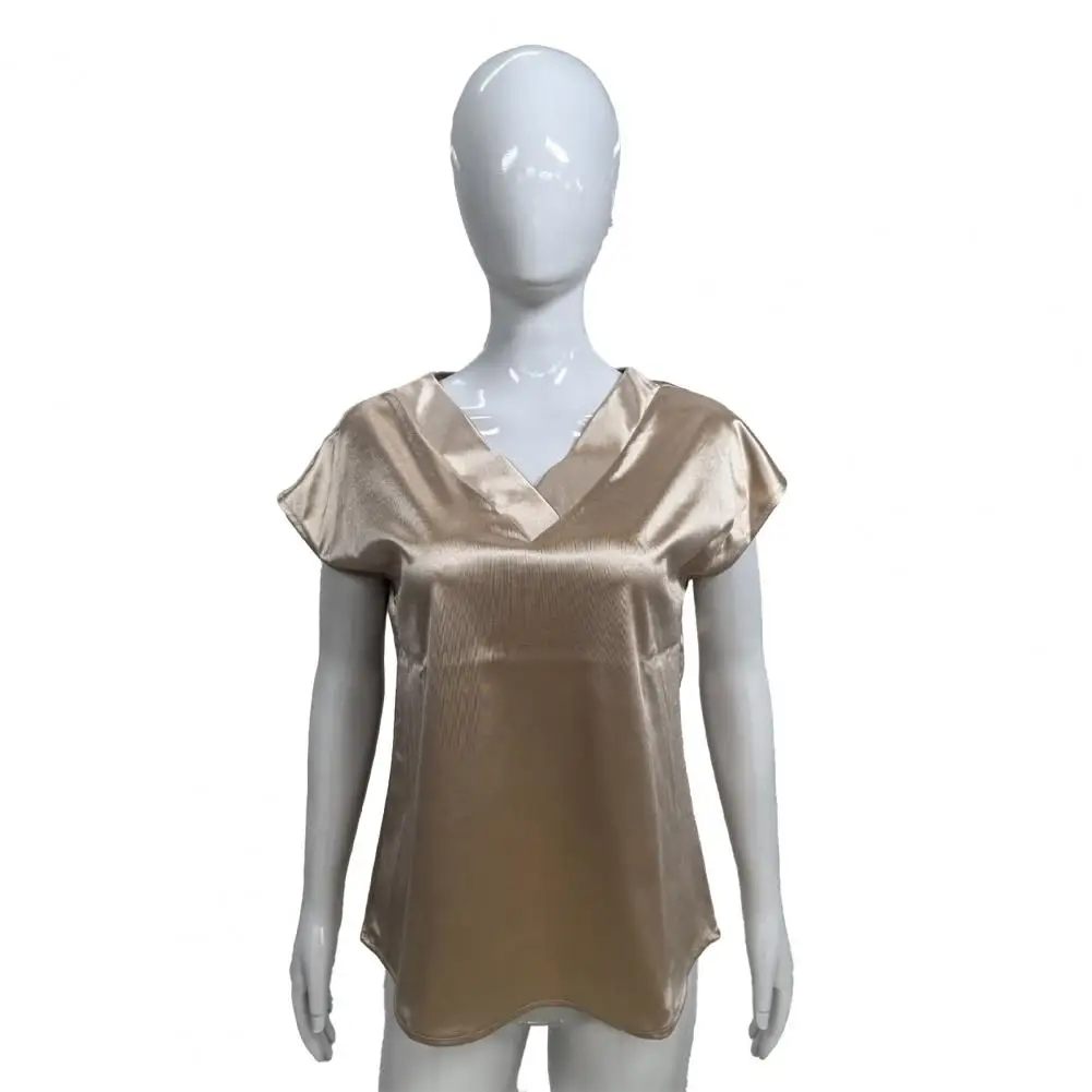 

Fashion Casual Simple Blouses Women's Short Sleeve Vneck Shirts 2026 New Spring Tops Black Shirt For Women Office Ladies Blouses