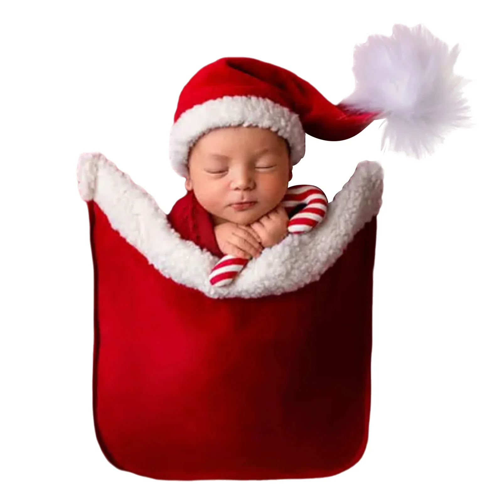 Coperta per fotografia natalizia per neonato, coperta per sfondo tascabile con cappello, per ragazzi e ragazze, oggetti di scena per servizio fotografico per feste di Capodanno