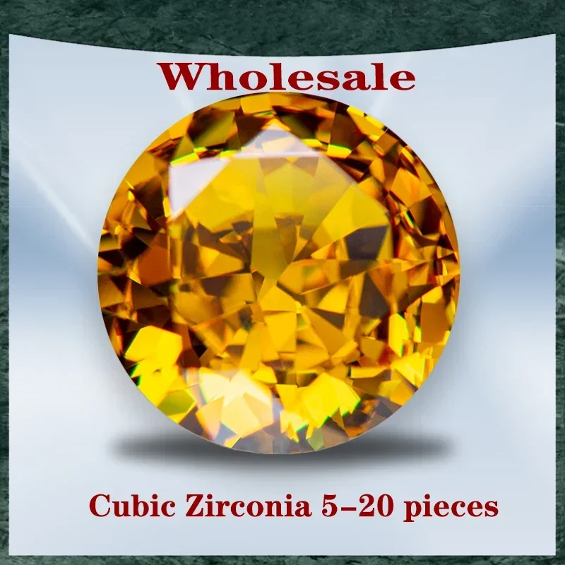 

Cubic Zirconia Wholesale No Certificate Crushed Ice Cut Round Shape Golden Yellow Color Charms Beads for Jewelry Making Material