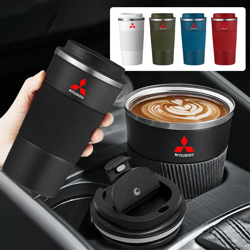 Bouteille thermos à café en acier inoxydable, tasse thermique, emblèmes de voiture pour Mitsubishi ASX Lancer Pajero Outlander L200 EVO Lancer Pajero
