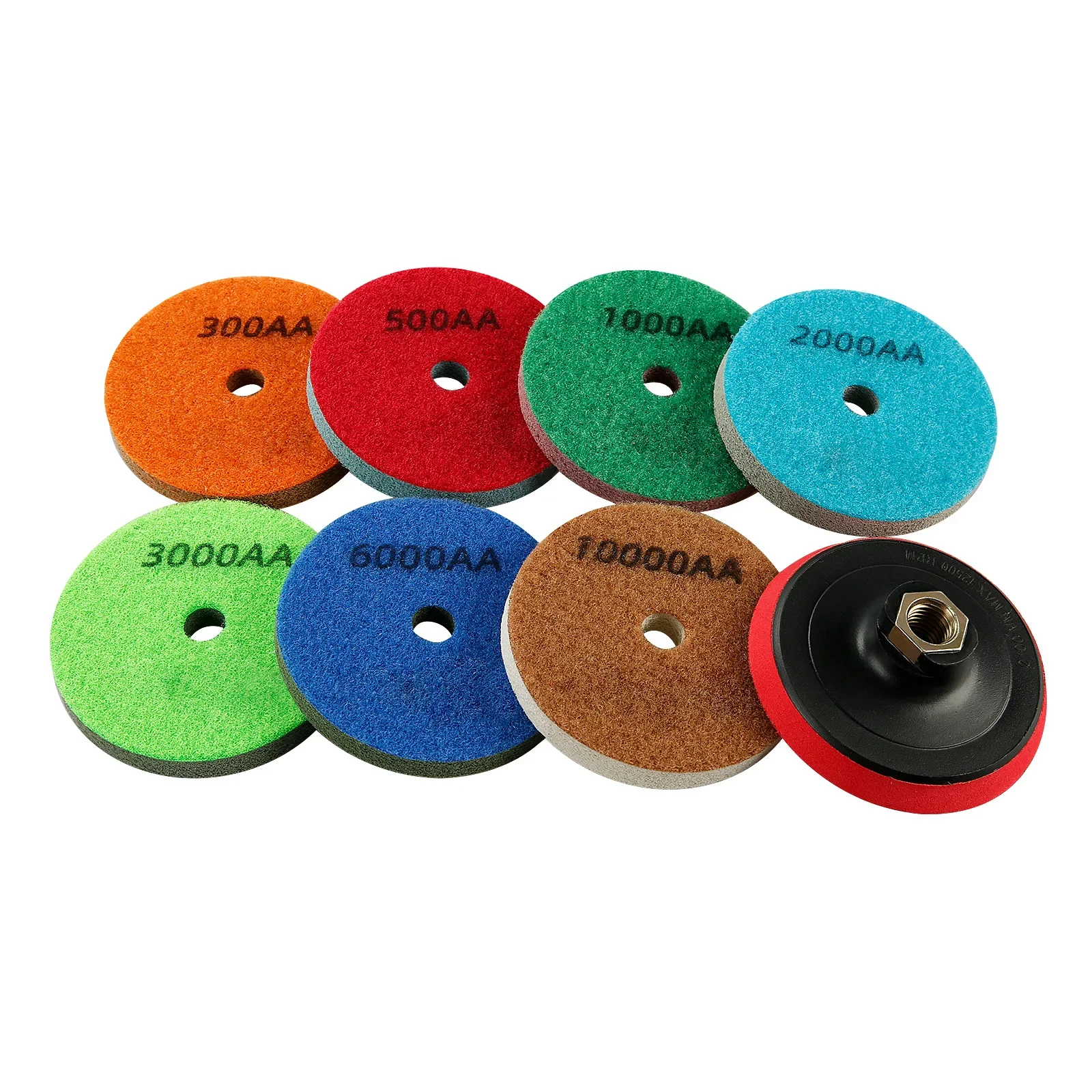 LOZLIN 8PCS Diamond Polishing Pads Wet/Dry for Granite Marble Concrete Stone M14/M10/5/8-11 Spindle Thread Grinding Discs Set