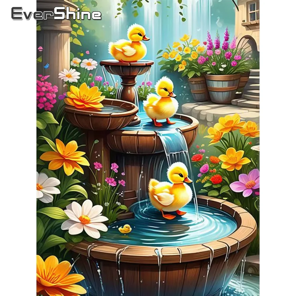 Evershine Duck Diamond Embroidery Animal Full Square Round DIY Mosaic Pool Landscape Painting Wall Decoration