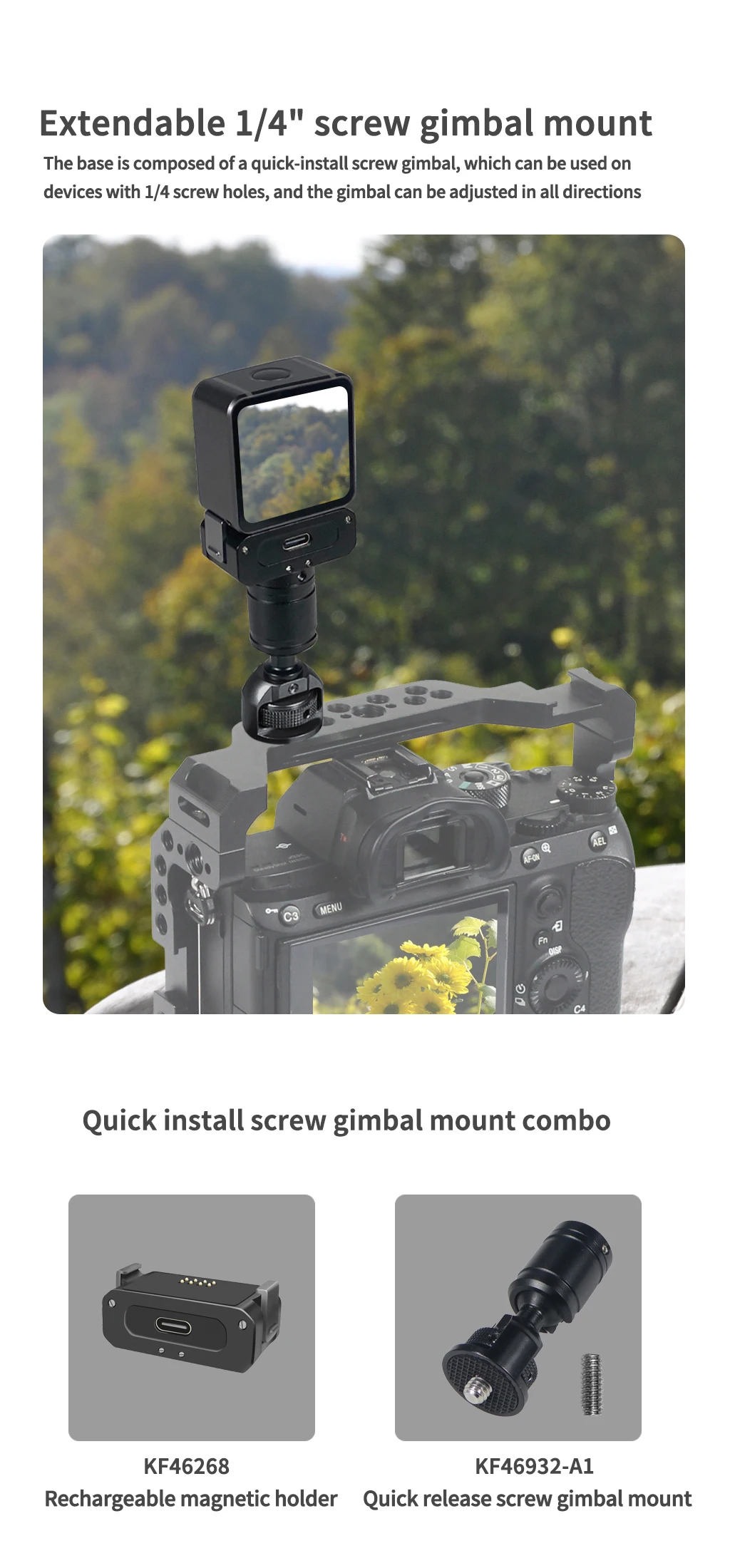 Schnellverschluss-Magnetfuß für Osmo 360 Action 5pro 4, Ladeanschluss, Stativhalterung, 1/4 ARRI-Schraube, Helmhalterung, Kamerahalterung – Detail 16