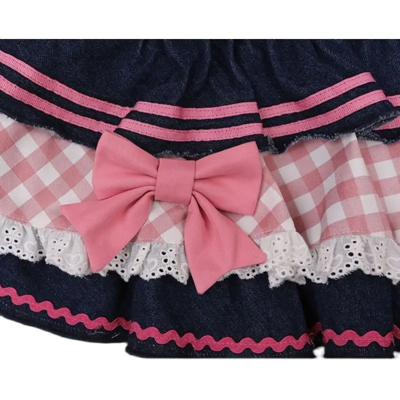 Bonito menina amor denim saia para as mulheres verão novo arco solto todos os jogos borda de renda a linha mini saia doce picante menina y2k jean saia