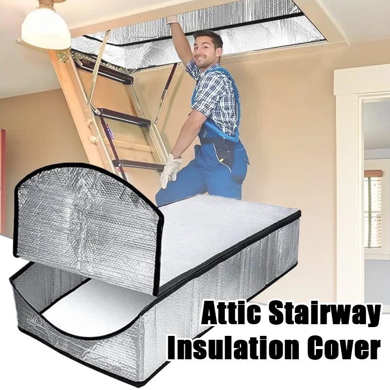 

Attic Staircase Insulation Cover with Zipper Fire Resistant Foam Layer Cold Proof Thermal Barrier for Entryway Energy Saving