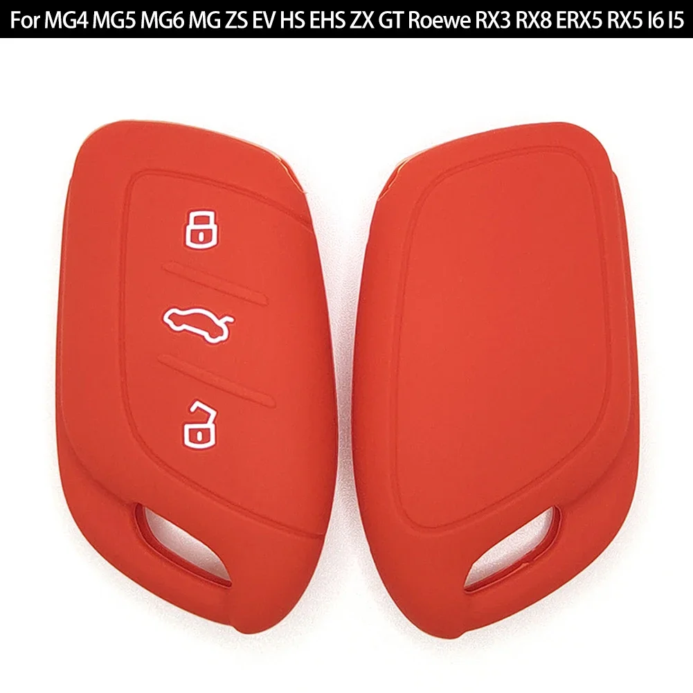 For MG 4 2023 Mg4 Ev MG HS GT ZS EV ZX MG5 MG6 3 Buttons Silicone Fob Key Cover Case Keychain for Roewe RX3 RX5 RX8 ERX5 I6 I5