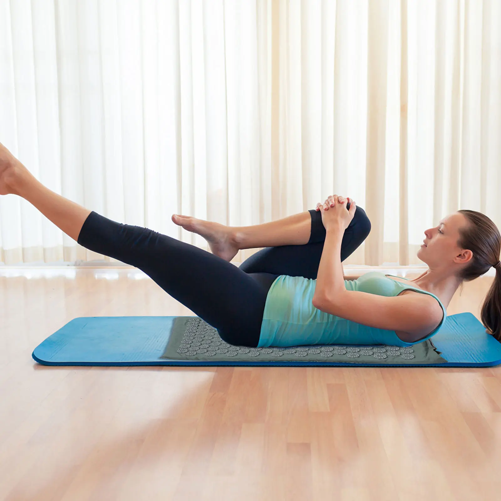 قطعتان من وسادة بساط التدليك أداة تخفيف نقاط الوخز قابلة للغسل وقابلة للطي لاستعادة عضلات الجسم بالكامل باللون الرمادي #5