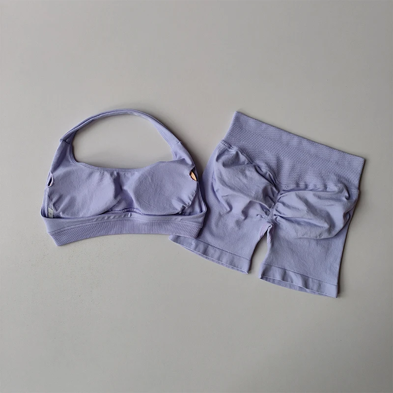 مثير الرسن الرقبة جميلة الظهر عالية الخصر الخوخ الرياضة حمالات الصدر السراويل دعوى بيلاتيس جمع سترة يوجا التدريب حمالة صدر رياضية مجموعات