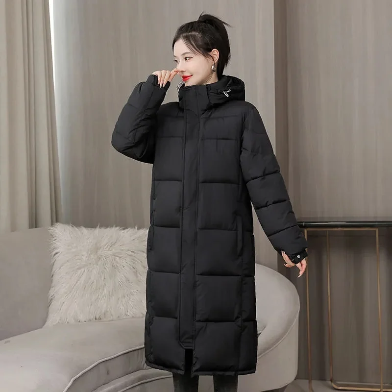 2023 New Winter Coat Women Parkas Thick Long Down Cotton Jacket  Female Hooded Straight Winter Jacket Snow Wear Women Outerwear