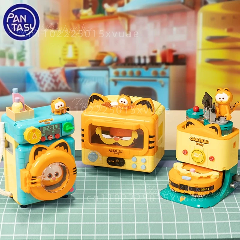 Pantasy Garfield Building Blocks Cartoon Home Appliances Series Assembling Toy Model Desktop Decoration Children's Birthday Gift