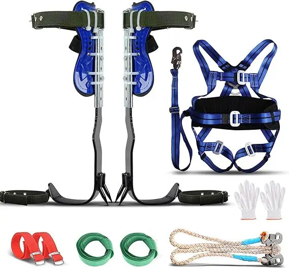 Ensemble grimpeur d'arbres avec 2 vitesses et sangles de sécurité à 5 points, artefact de pointes d'arbres grimpant d'arbres, Simple à utiliser pour la cueillette de fruits