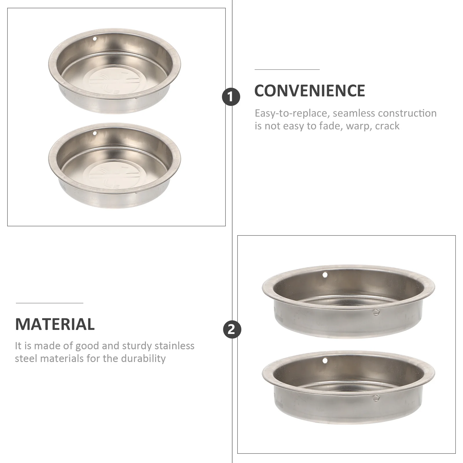 

2pcs Stainless Steel Ashtray Waste Bin Ash Tray For Outdoor Trash Can Top-Round Metal Ash Container Garbage Can Accessory