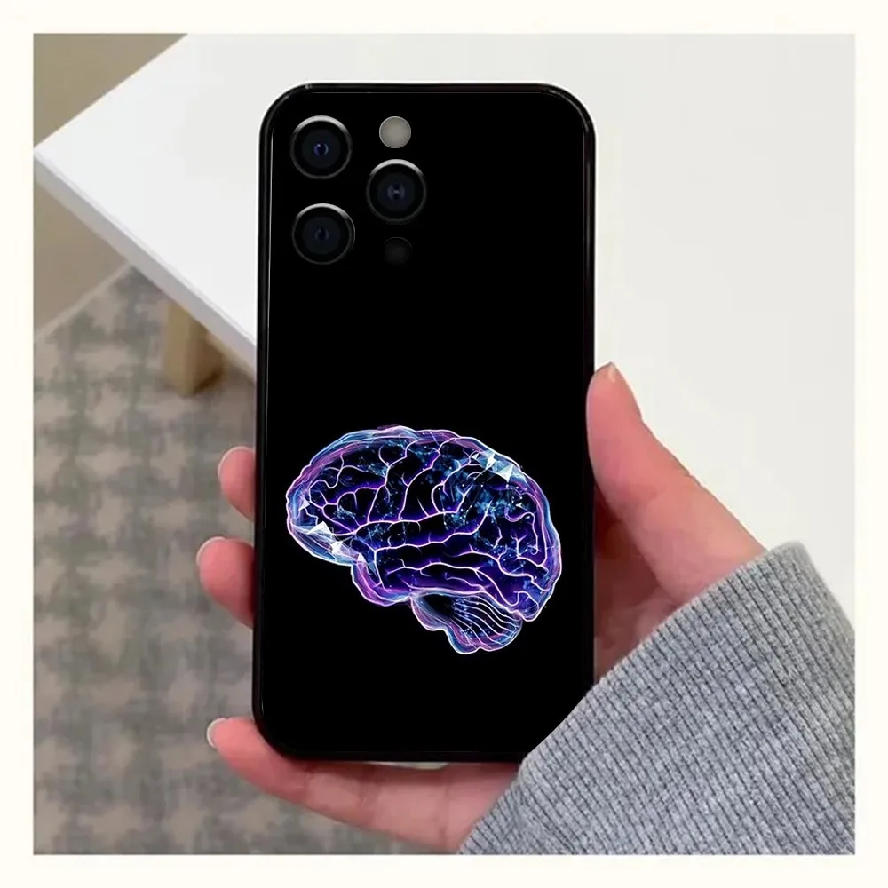 Brain Art Phone Case For Apple iPhone 15,14,13,12,11,Pro,X,XS,Max,XR,Plus,Mini Soft Black Cover