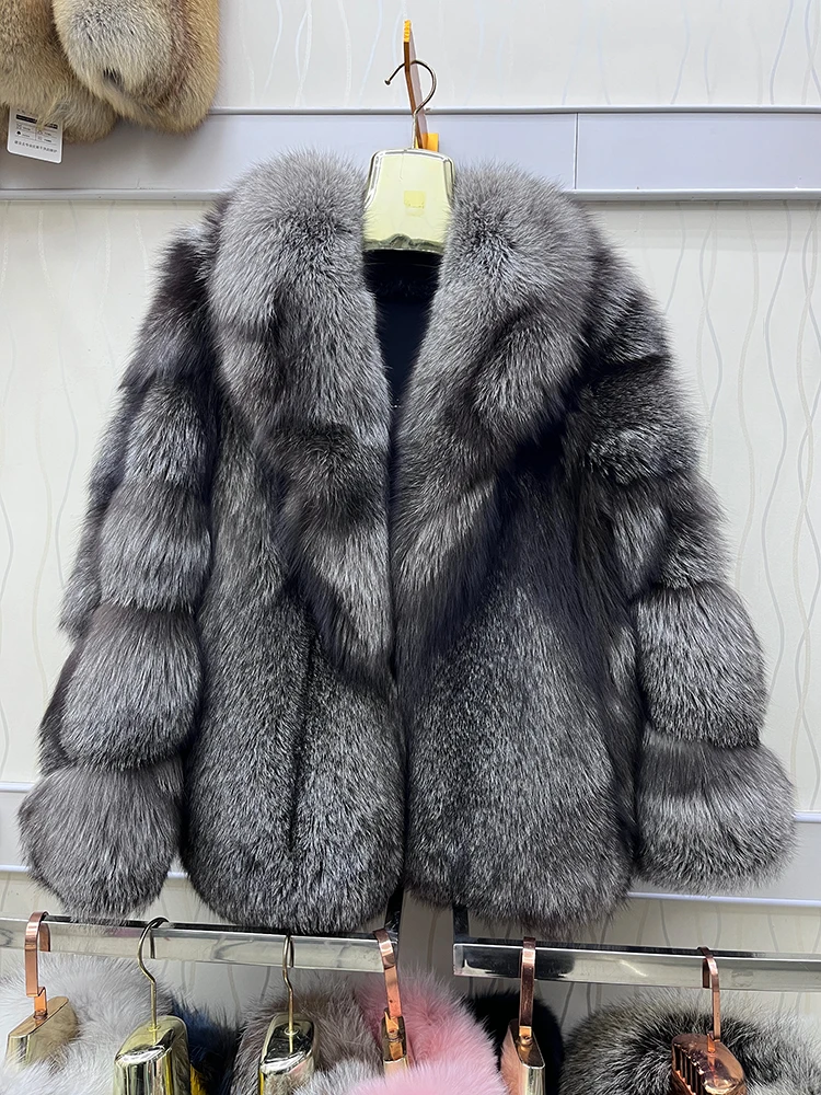 

2025 New Fashion Autumn Winter Warm Women's Natural Real Fox Fur Coat Thick Long Sleeve Jacket Luxury Female Streetwear