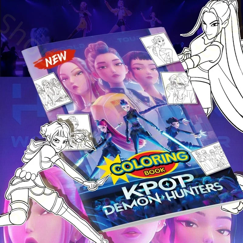 New KPop Demon Hunter Coloring Books Picture Book Peripheral Painting Book Line Drawing Children's Birthday Gift Christmas Gifts