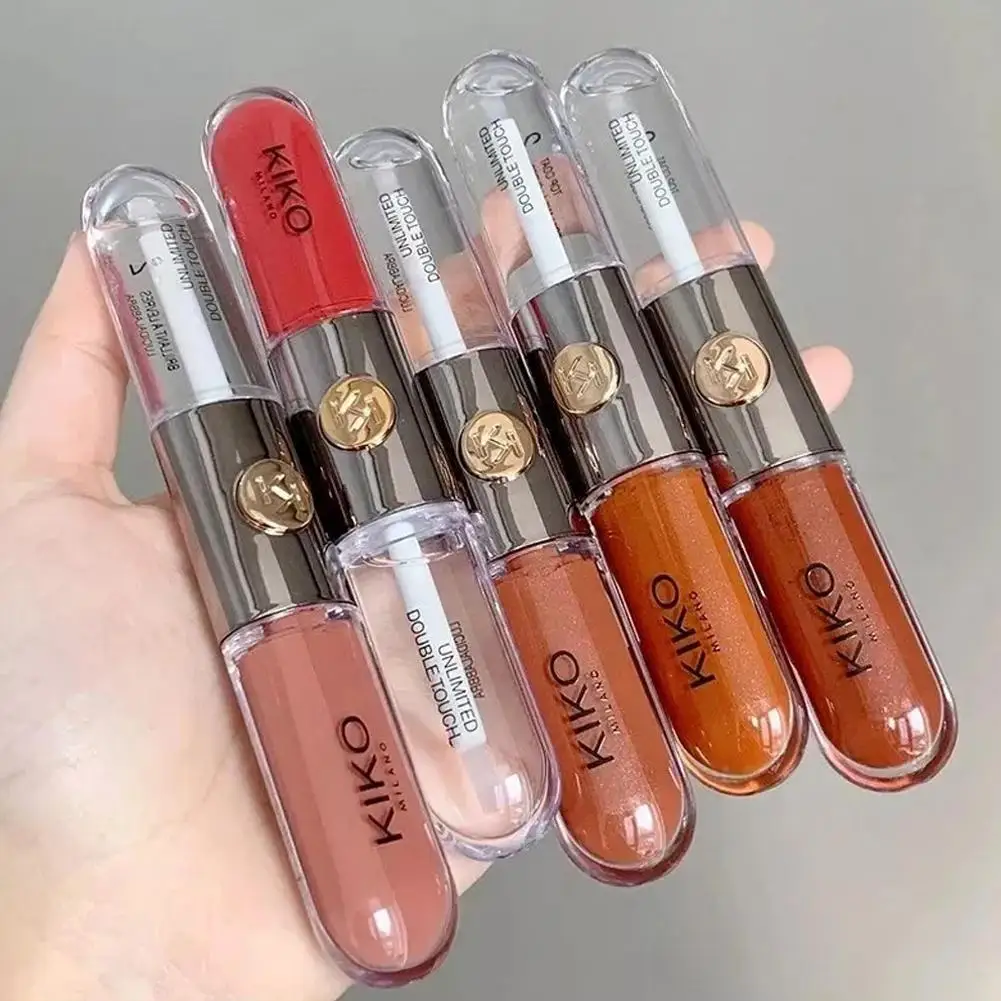 Kiko Double Headed Lipstick Make Up Mirror Lip Gloss Face Gloss Sexy Plump Lip Glaze Transparent Lip Color Lip Glow Oil Makeup