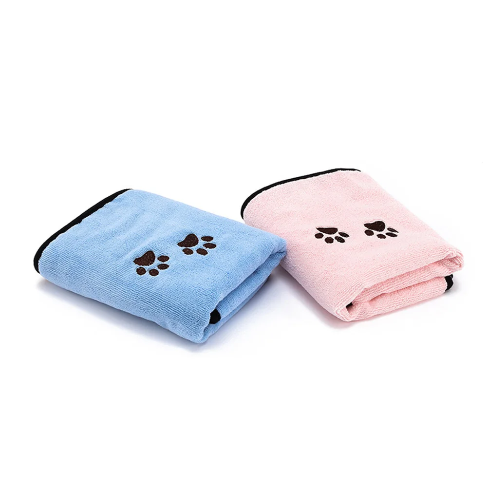 

2Pcs Pet Bath Towel Fiber Water Absorbent Quick Dry Dog Shower Towel Footprint Pattern Travel Use Pet Bath Supplies