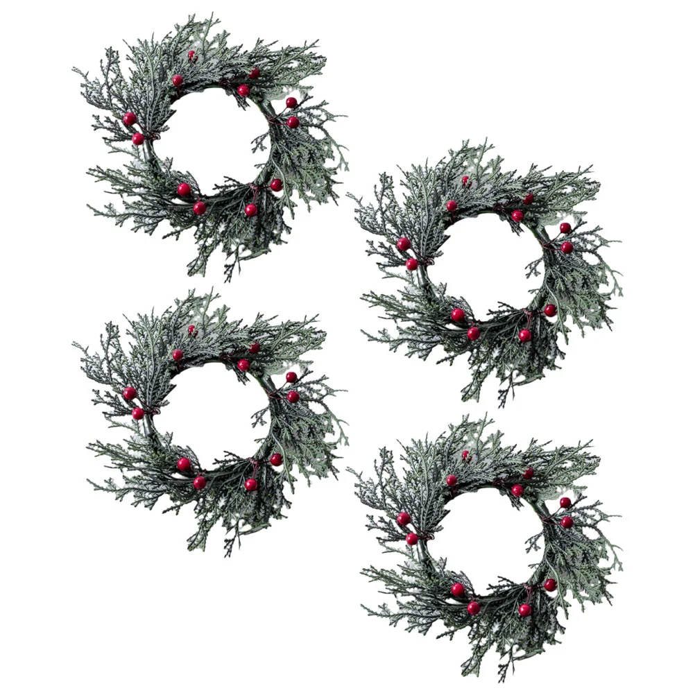 4pcs Simulation Berry Pine Needles Garlands Dining Table Rings Rings Wreaths Rings For Pillars