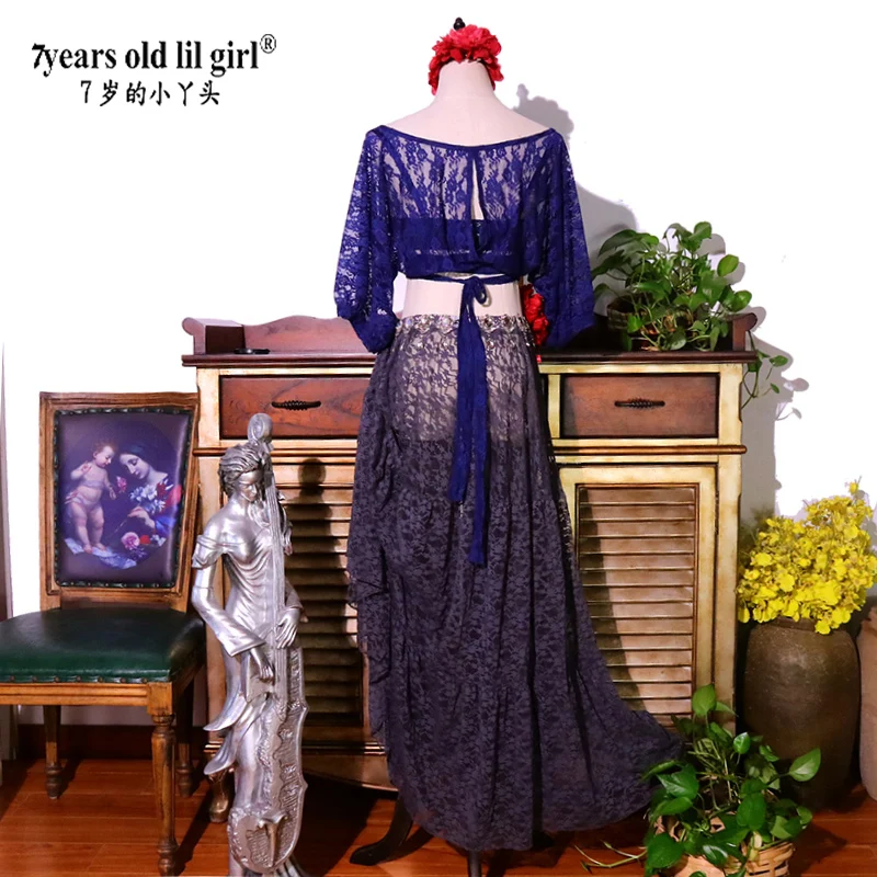 2026 Spring/Summer New Korean Lace Belly Dance Top Bat Sleeve for Practice And Performance BRR306