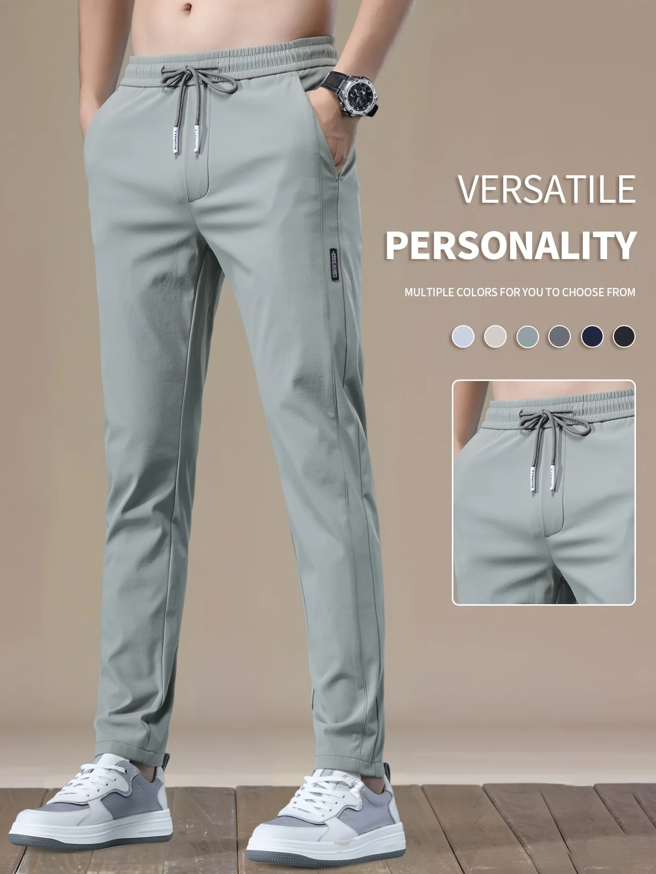 

2026 summer slim new Korean version plus size trendy straight tube light business ice silk casual pants for men slim fit pants