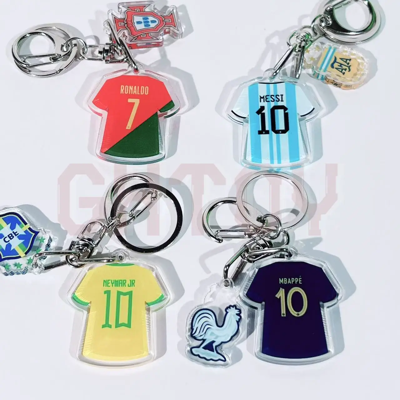 Chaveiro de Camisa de Futebol FIFA 2026 Messi Ronaldo Neymar Mbappé Argentina Brasil - Pingente de Chaveiro para Fãs de Futebol, Presente para Bolsa