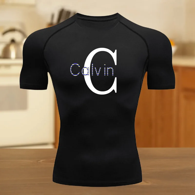 الرجال قميص مضغوط الرياضة التجفيف السريع اللياقة البدنية تي شيرت ضيق العرق ماصة الركض الدراجات في الهواء الطلق 8 ألوان قصيرة الأكمام #1