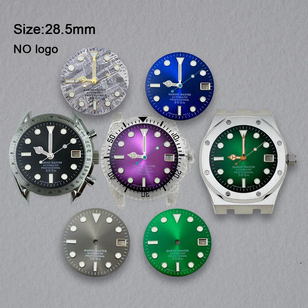 High-Quality No Logo 28.5mm Watch Blank Dial For NH35 Movement Custom Logo Watch Dials Hands Watch Accessories Repair Tools