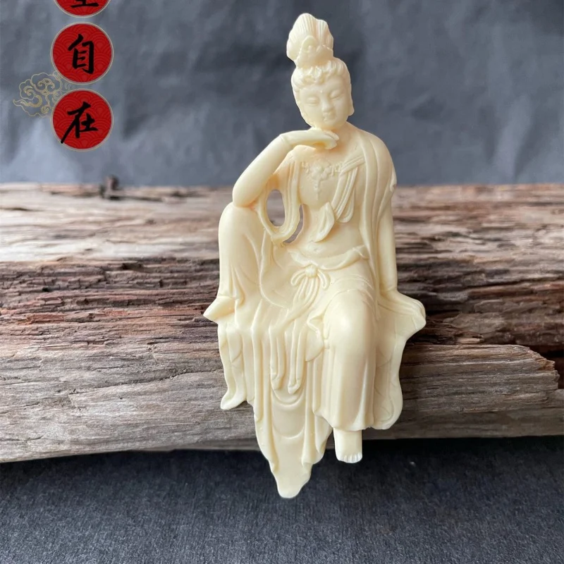 

Ivory Nut Carved Free Guanyin Buddha Ornament Home Living Room Decorations Decoration Crafts Gift Box Wholesale