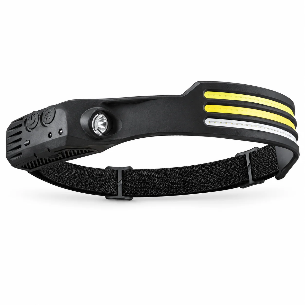 Rechargeable Motion Sensor Headlamp with White Red Yellow Light, Type-C Adjustable Headband for Hiking and Camping