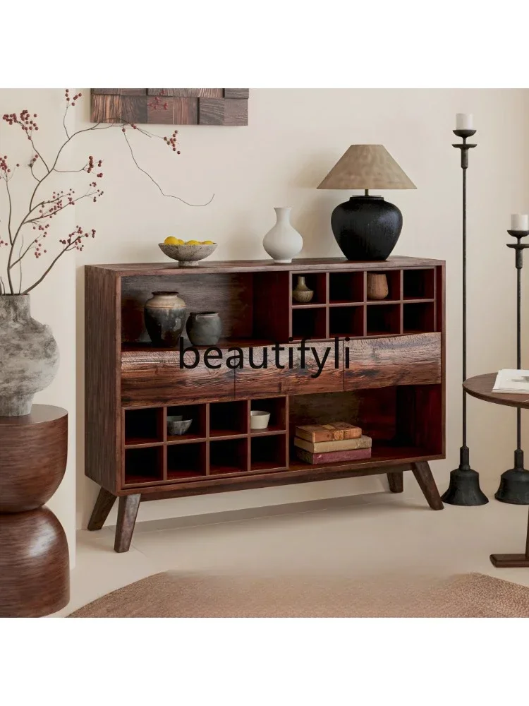 

zqqqqSolid wood porch cabinet Weathered wood dining side cabinet Locker B & B tea room storage cabinet