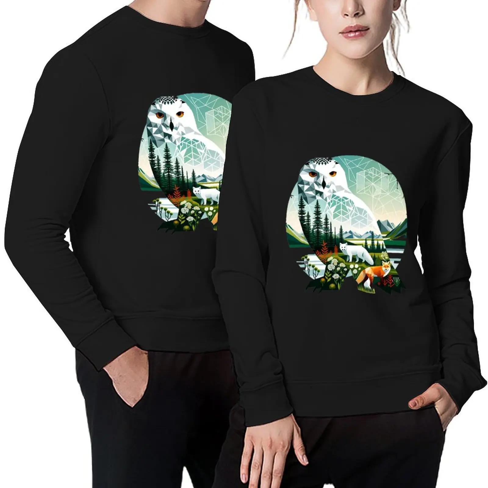 

Snow owl Pullover men's winter sweater mens designer clothes men's clothes men's sweat-shirt set oversize sweatshirts