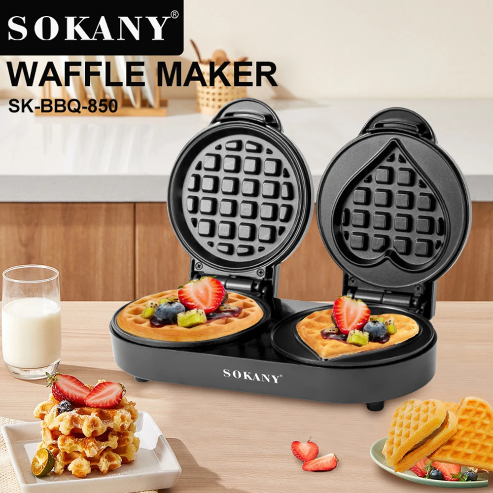 

Houselin Double Mini Waffle Maker Machine, Small Waffle Iron for Waffles, Keto Chaffles, Hash Browns, Cookies, 1100W