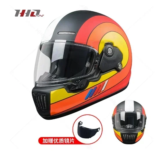 

Carbon Fiber Retro Motorcycle Helmet with Bluetooth - DOT Certified Full-Face Cruiser Helmet for All Seasons (Men & Women)