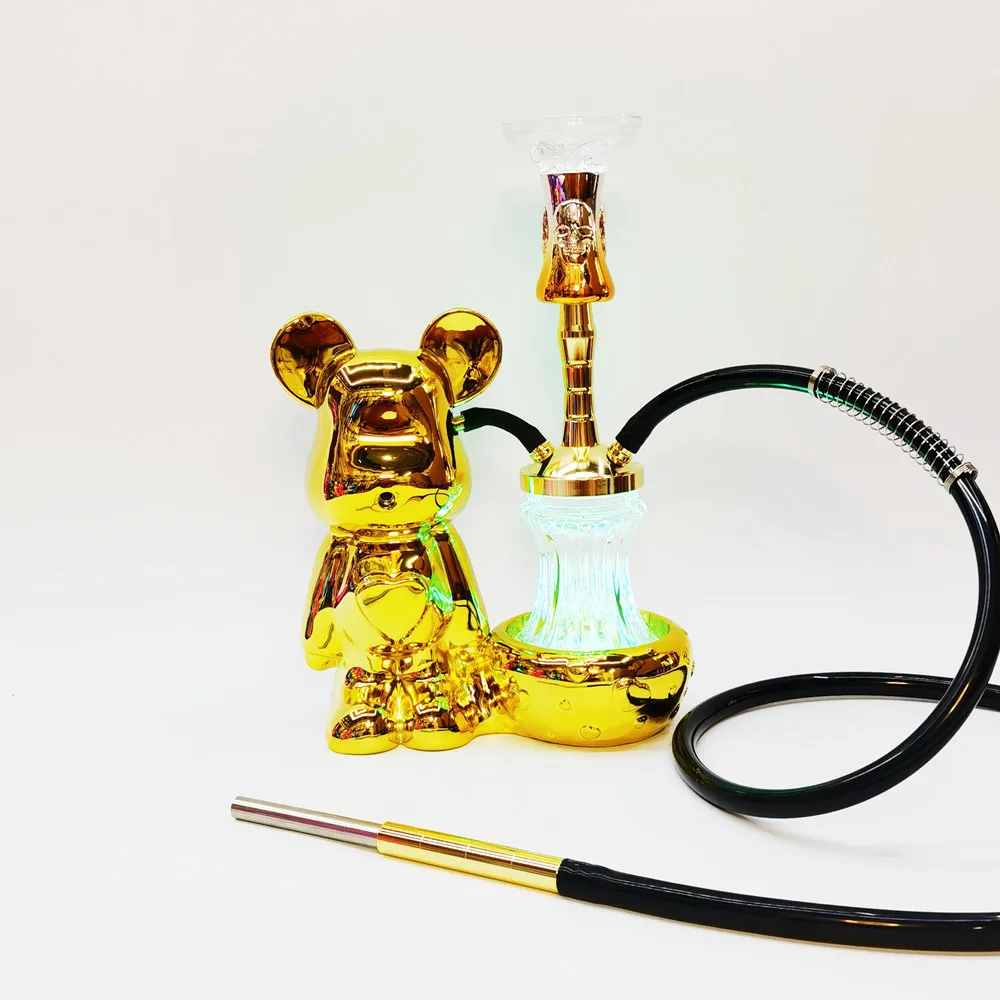 Lovely Bear Shape Single Pipe Shisha Resin Craft Bar Hookah Middle East Arabian Shisha Smoking Accessories Hoka Gift Decoration