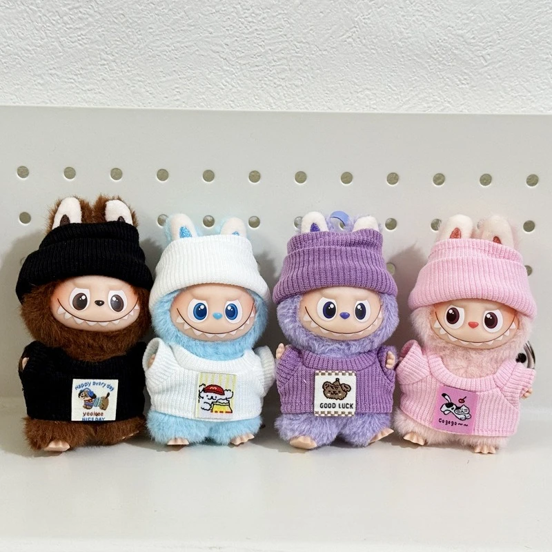 Ropa para muñeca Labubu, conjunto de camiseta y sombrero con solapa de punto, conjunto para Labubu 4,0, Pin de los monstruos para la serie Love, accesorios DIY