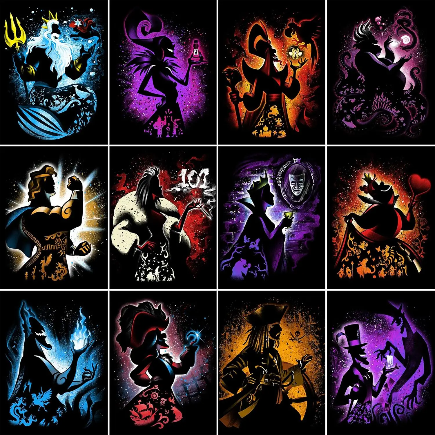 

5D Full Drill Diamond Painting Kits, Villains Art Cross Stitch Embroidery, 12 Packs for Adults