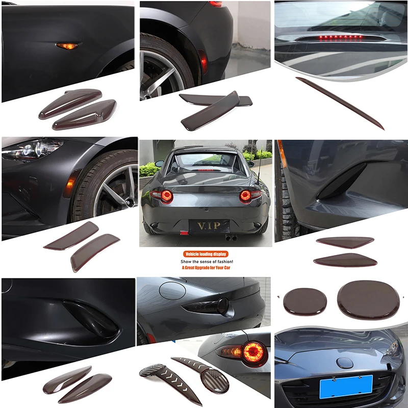 

For Mazda MX-5 16-23 high brake light blackening sheet car logo Fog lamp rear taillight blackening sheet ABS transparent gray