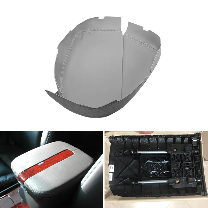 

Gray Center Armrest Leather Cover For Cadillac Escalade 2007 2008 2009 2010 2011 Central Armrest Box Skin Cover Sticker Trim