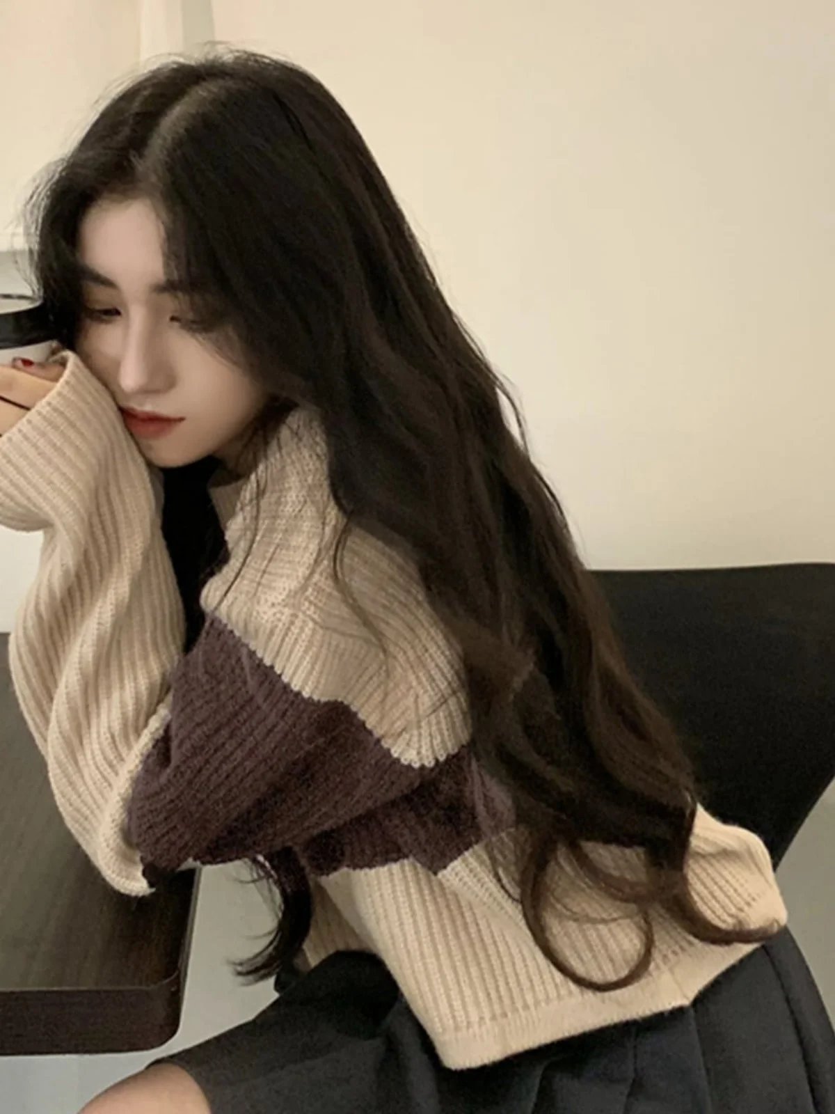 

Корейский свитер в ленивую полоску, женский свободный свитер на весну и осень, вязаный топ в стиле ретро, круглый Ne Long Sve, удобный крой