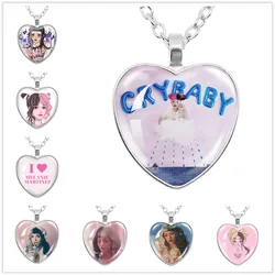 Singer Melanie Martinez Crybaby Glass Heart Shaped Cabochon Pendant Necklace Fashion Jewelry Necklace Gifts Fans Friends