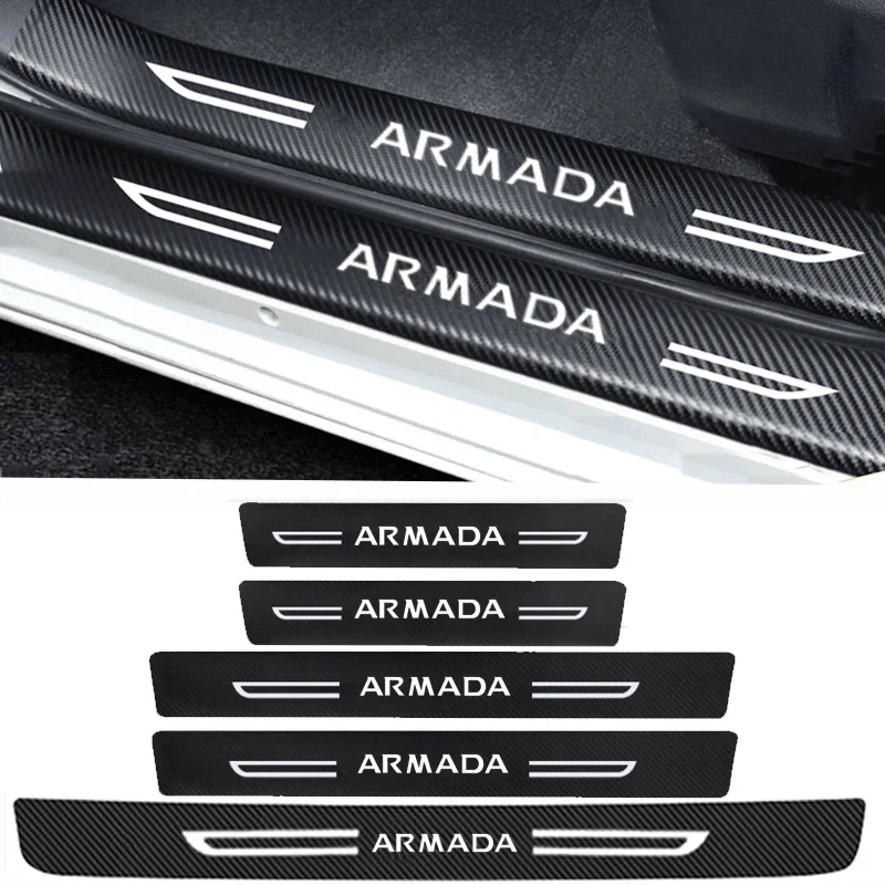 Car Accessories Carbon Fiber Door Threshold Sill Strip for Nissan Armada 2024 Welcome Pedal Trim Decals Car Styling Stickers