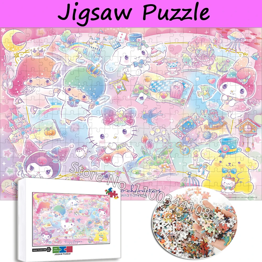 300/500/1000 Pieces Sanrio Characters Wooden Puzzles Hello Kitty Little Twin Stars Cinnamoroll Jigsaw Puzzle Collection Toys