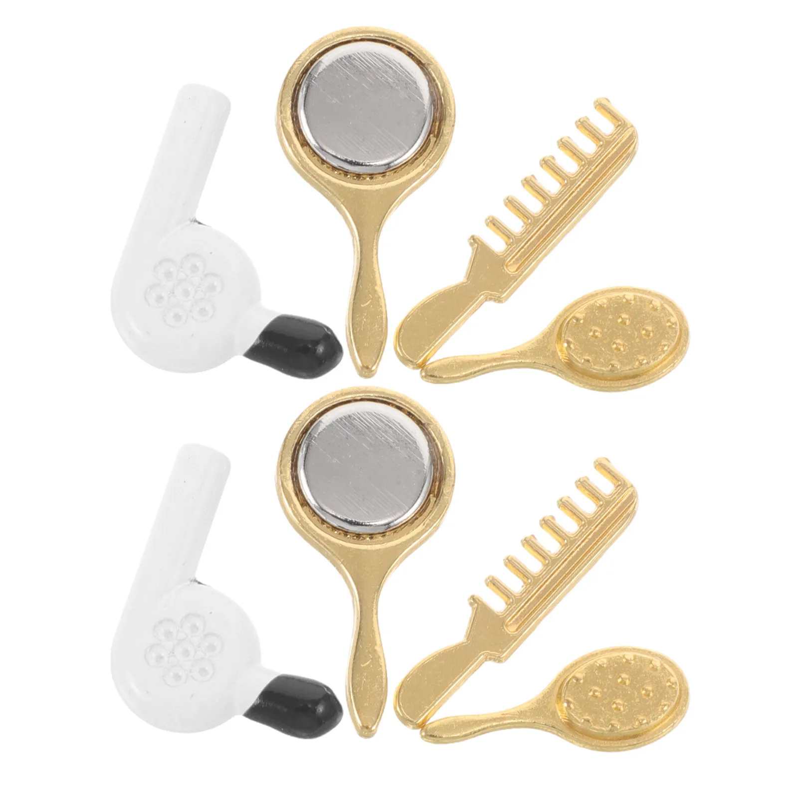 

Набор из 8 миниатюрных аксессуаров для ванной комнаты: мини-зеркало, фен, расческа, косметический набор для кукольного домика, реалистичный декор для ролевых игр