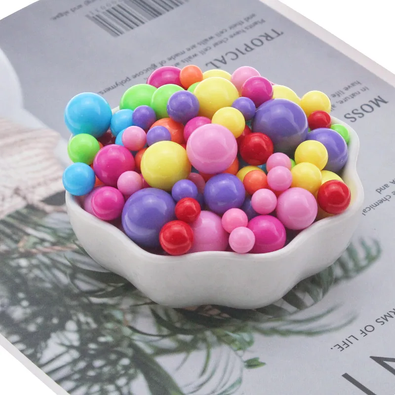 50-300PCS Round Ball 6-14MM Acrylic Plastic Beads Diy Handmade Fashion Jewelry Accessories Children Pet Clothing Loose Beads