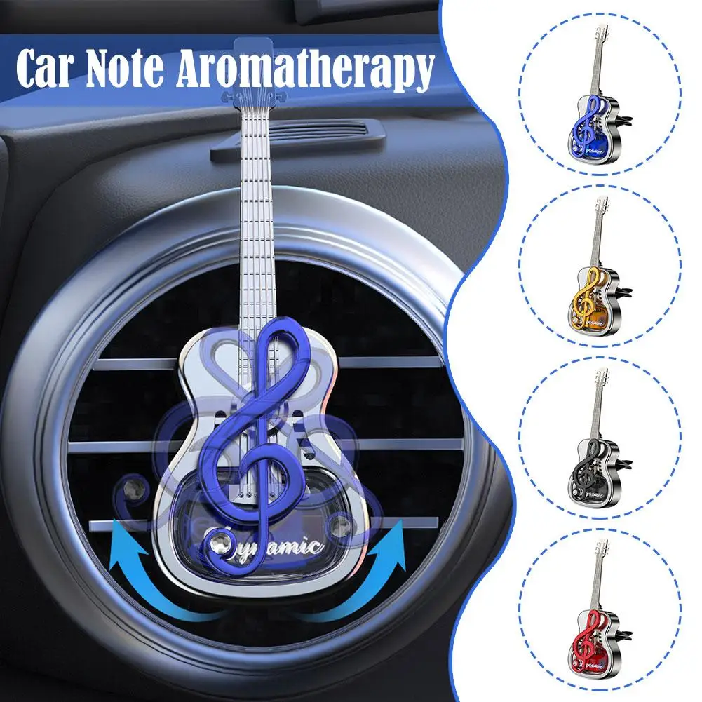 Car Guitar Shaped Dynamic Note Aromatherapy Air Outlet Charming Deodorization Air Fresh Accessory Car Lasting Freshener Int Q2H4