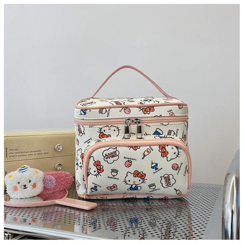 

Ручная косметичка Sanrio HelloKitty, полуфиксированная многофункциональная косметичка большой вместимости, сумка для хранения, сумка